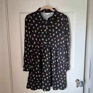 EUC Boden long sleeve black floral dress with pockets women’s 6P
